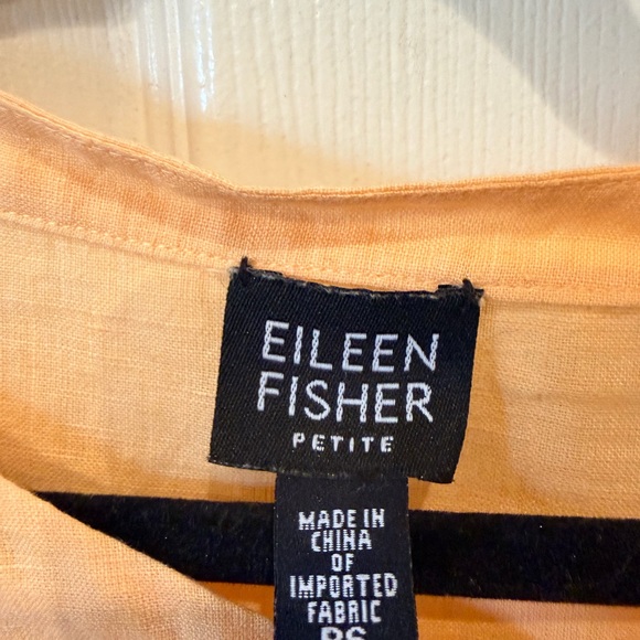 Eileen Fisher Petite Orange Linen Short Sleeve Button Front Top Size PXL - Picture 4 of 4